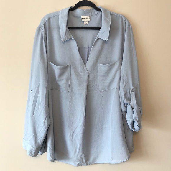 Ava & Viv Tops - 🎉HP🎉Ava&Viv Powder Blue Blouse